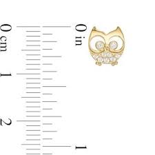Cubic Zirconia Owl Stud Earrings In 10k Gold View All Jewelry Piercing Pagoda Owl Earrings Studs Stud Earrings 10k Gold