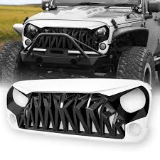 Black And White Jeep Wrangler 2020 Allinoneparts White Black Front Shark Grille For Jeep Wrangler Rubicon Sahara Sport Jk Jku 200 In 2020 Jeep Wrangler Jk Jeep Wrangler Accessories Jeep Wrangler