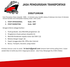 Check spelling or type a new query. Lowongan Kerja D3 S1 Di Pt Transporindo Agung Sejahtera Tas Medan Juli 2020 Lowongan Kerja Medan Terbaru Tahun 2021