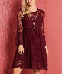 Suzanne Betro Dresses Burgundy Embroidered Lace Mesh A Line Dress Women Plus Zulily A Line Dress Womens Dresses Dresses