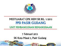 Assalamualaikum & hello everyone :) please click the following links to download module prepared by pejabat pendidikan daerah pasir gudang modul biologi 2016 t4 soalan modul biologi 2016 t4 skema modul biologi 2016 t5 soalan modul biologi 2016 t5 skema senarai pembina. Ppt Mesyuarat Gpk Hem Sr Bil 1 2013 Ppd Pasir Gudang Unit Pembangunan Kemanusiaan Powerpoint Presentation Id 3174516