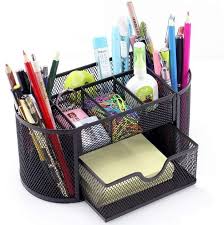 Desk Organizer Supplies Office Holder Mesh Caddy Storage Pen Black Pencil Drawer Monbla Desk Organization Desk Supplies Office Supply Organization