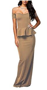 made2envy drop shoulder peplum maxi evening dress m tan