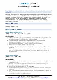 Armed Security Guard Resume Samples Qwikresume