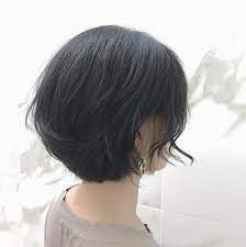 ショートヘア レイヤー パーマ ひし形 ナチュラル 小顔 ショートボブ ボブ ミニボブ 黒髪 ダークアッシュ ブラウン 前下がり ショートボブ ヘアカラー ハイライト パーマ