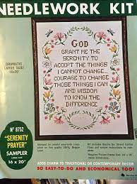 Bucilla Serenity Prayer Sampler Stamped Cross Stitch Embroidery Kit Number 8752 Serenity Prayer Embroidery Kits Bucilla