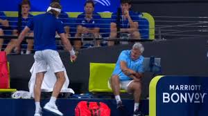 Stefanos tsitsipas accidentally hit father and greece team captain apostolos on the arm while smashing a racquet. Stefanos Tsitsipas Told Off By Mum After Hitting Dad With Racquet Bbc Sport