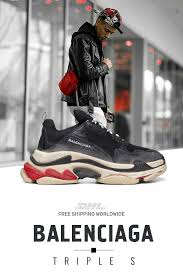 How To Get Womens Size Balenciaga Triple S Trainers Black Red With Free Shipping Black Sneakers Grey Sneakers Blue Trainers