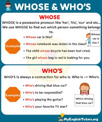 Whose Vs Who S What S The Difference Between Them My English Tutors Learn English English Writing Skills English Grammar