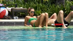 Peeping on fun young couple at swimming pool ~ Mr. Creepo
