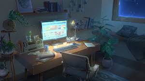 Whether it be the creepy, anthropomorphic sun and moon, the graveyard feel of shinigami's room, or the subtly concave perspective in soul's mind, the. Anime Room Computer Night Hd Wallpaper Peakpx