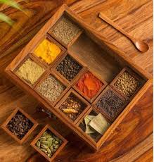 Spice Antic Box With 12 Containers Spoon In Wooden Spice Box Etsy In 2020 Carved Tray Spice Box Sheesham Wood