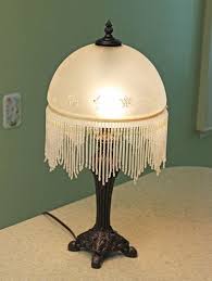 Victorian Boudoir Lamp By Cheyenne Frosted Glass Dome Shade Beaded Fringe In Cord On Off Bedroom Lamp Shabby Chic Excellent W Glass Lamp Shade Lamp Lamp Shades