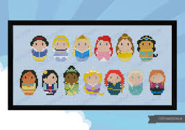 Smee and then john, michael and the lost boys. Storybook Princesses Digital Cross Stitch Pattern