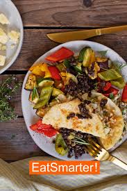Gefullte Sellerieschnitzel An Ofengemuse Und Linsen Rezept Ofengemuse Rezept Sellerieschnitzel Lebensmittel Essen