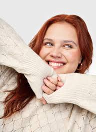 Strikbluse Med Hulmønster Beige