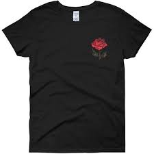 Black And Red Designer T Shirt Rose Tshirt Red Rose Shirt Flower Tshirt Single Flower Shirt Women S 22 Liked On Polyvore Featuring Tops T S Rose Shirts Red Floral Shirt Flower Shirt