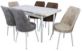 Lora Premium Yemek Masa Takimi 6 Sandalyeli Acilir Masali