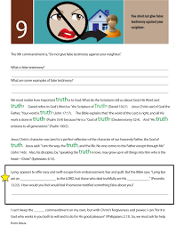Worksheet To Teach The Ninth Of The 10 Commandments Do Not Bear False Testimony Against Your Neighbo Sunday School Curriculum Church Group Activities Teaching