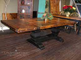 This 3 Thick Top Low To Medium Character Spruce Reclaimed Barn Wood Table Has A Black Painted Pear Ped Big Dining Room Tables Rustic Kitchen Tables Furniture