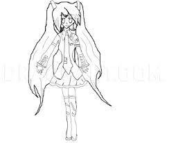 Find this pin and more on coloring pages 2020 by genny kiss. How To Draw Miku Hatsune From Vocaloid Coloring Page Trace Drawing
