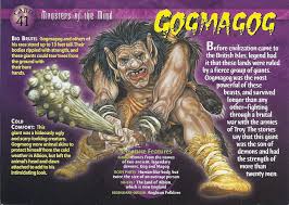 Name Gogmagog Category Monsters Of The Mind Card Number 41 Front Gogmagog Monsters Of The Mind Mythological Creatures Mythical Creatures Mythical Monsters