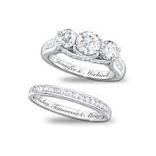 Personalized Diamonesk Bridal Rings With 5 Carats Of Stones Personalized Engagement Rings Engraved Engagement Ring Personalized Wedding Rings