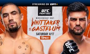 The event took place at the seminole hard rock hotel and casino in hollywood, florida and was broadcast live on spike tv in the united states and canada. Ufc Fight Night Whittaker Vs Gastelum April 17 On Espn Espn Deportes And Espn Espn Press Room U S
