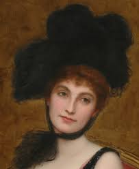Frank Markham Skipworth (1854-1929) "Lady in Black", 1900, Large Oil  Painting