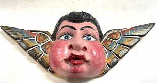 Vtg Handpainted Mexican Guerrero Folk Art Mask 11'' X 6.5'' X 1.75''