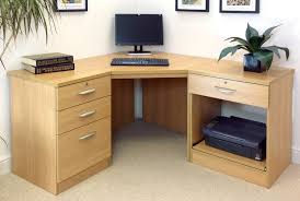 Small Office Corner Desk Set With 3 1 Drawers Printer Shelf Classic Oak Furniture At Work