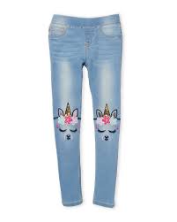 Girls 4 6x Unicorn Embroidered Pull On Skinny Jeans In 2019