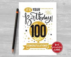 Printable Print Out Birthday Card Template Printable 100th Birthday Card Congratulations One Hundred Balloon Birthday Card 5 X7 And Printable Envelope Template Instant Download 90th Birthday Cards 100th Birthday Card Birthday Card Template