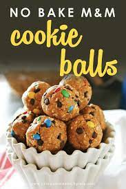 No Bake M M Cookie Balls Easy No Bake Recipe Recipe Easy Baking Recipes Cookie Ball Easy Peanut Butter