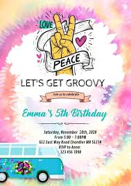 Birthday Party Invitation Card Design Hippie Card Birthday Party Invitation In 2020 Birthday Invitations Birthday Poster Birthday Invitation Templates