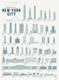This Schematic Of Nyc Structures Shows The City S Icons In Blueprint Style 6sqft New York Buildings New York City Iconic Buildings