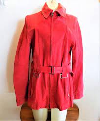 Red Suede Women S Jacket Helium Casual Coat Zippered Etsy Casual Coat Jackets For Women Vintage Jacket