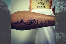 Black ink mountain bike tattoo design. 89 Mountain Bike Tattoos Ideas Bike Tattoos Mountain Bike Tattoo Tattoos