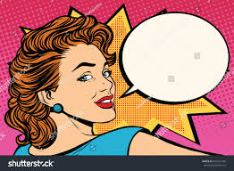 Happy pop art retrò donna close-up: immagine vettoriale stock (royalty  free) 456451342