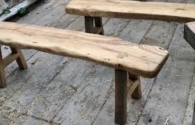 Custom made table from reclaimed wood made in the usa. Handmade Bench In Solid Oak Baleardeco