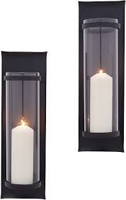 With such a wide selection of wall sconces for sale, from brands like innovations. Amazon Com Danya B Metal Pillar Candle Sconces With Glass Inserts A Wrought Iron Rectangle Wall Accent Set Of 2 Black Kitchen Dining