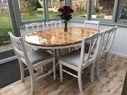 When you purchase piece of solid pine furniture, whether it's a pine dining table or a pine chest dresser, you can rest assured that your investment will pay off for years to come. Upcycled Pine Dining Table And Chairs Using Annie Sloan Original Chalk Paint And Polyurethane On Dining Table Upcycle Dining Table Chairs Dining Table Makeover