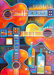 Today i am painting colorful acrylic painting demo using easy technique for beginners using from 365 days challenge / day #28. Guitars And Wines Large Modern Abstract Acrylic Painting On Canvas Marlina Vera Fine Art Gallery Cubist Fauvism Painting By Marlina Vera Saatchi Art