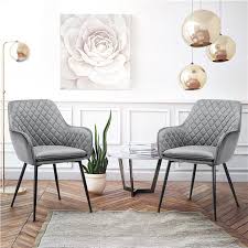 The rubber feet keep the chairs from sliding they are industrial and modern allowing them to match many various interior design styles. Smilemart Upholstered Dining Chairs Mid Century Nordic Fabric Cushion Side Chairs For Kitchen Living Room Restaurant Set Of 4 Gray From Smilemart Accuweather Shop