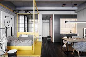 Stylish Streamlined One Room Living One Room Flat Small Apartment Interior Bachelor Room