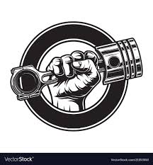 Motor elektrik adalah mesin listrik yang mampu mengubah energi listrik menjadi energi mekanik. Vintage Monochrome Motorcycle Label With Hand Holding Engine Piston In Circle Isolated Vector Illustratio Motorcycles Logo Design Mechanics Logo Motorcycle Art