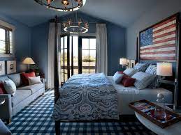 Modern Look Of Americana Bedroom Decor Delightful Design Ideas Using White Loose Curtains And Rectangular Grey Home Bedroom Americana Bedroom Hgtv Dream Home