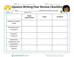 Opinion Writing Peer Review Checklist Worksheet Education Com In 2020 Opinion Writing Writing Rubric Writing Lesson Plans