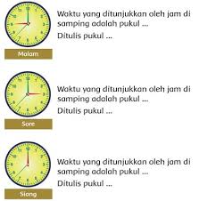 Materi tentang jam kelas 2 sd. Tulislah Tanda Waktu Yang Ditunjukkan Oleh Jam Berikut