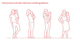 Women Holding Babies Standing Dimensions Drawings Dimensions Guide Baby Sketch Elementary Drawing Baby Drawing